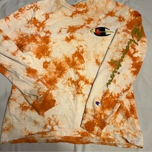 Champion Orange and Cream Tie-Dye Tee